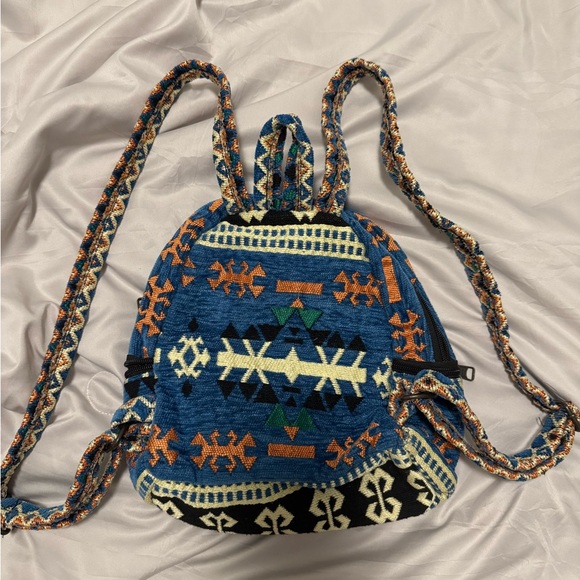 Aztec Patterned Blue Backpack - Picture 2 of 2